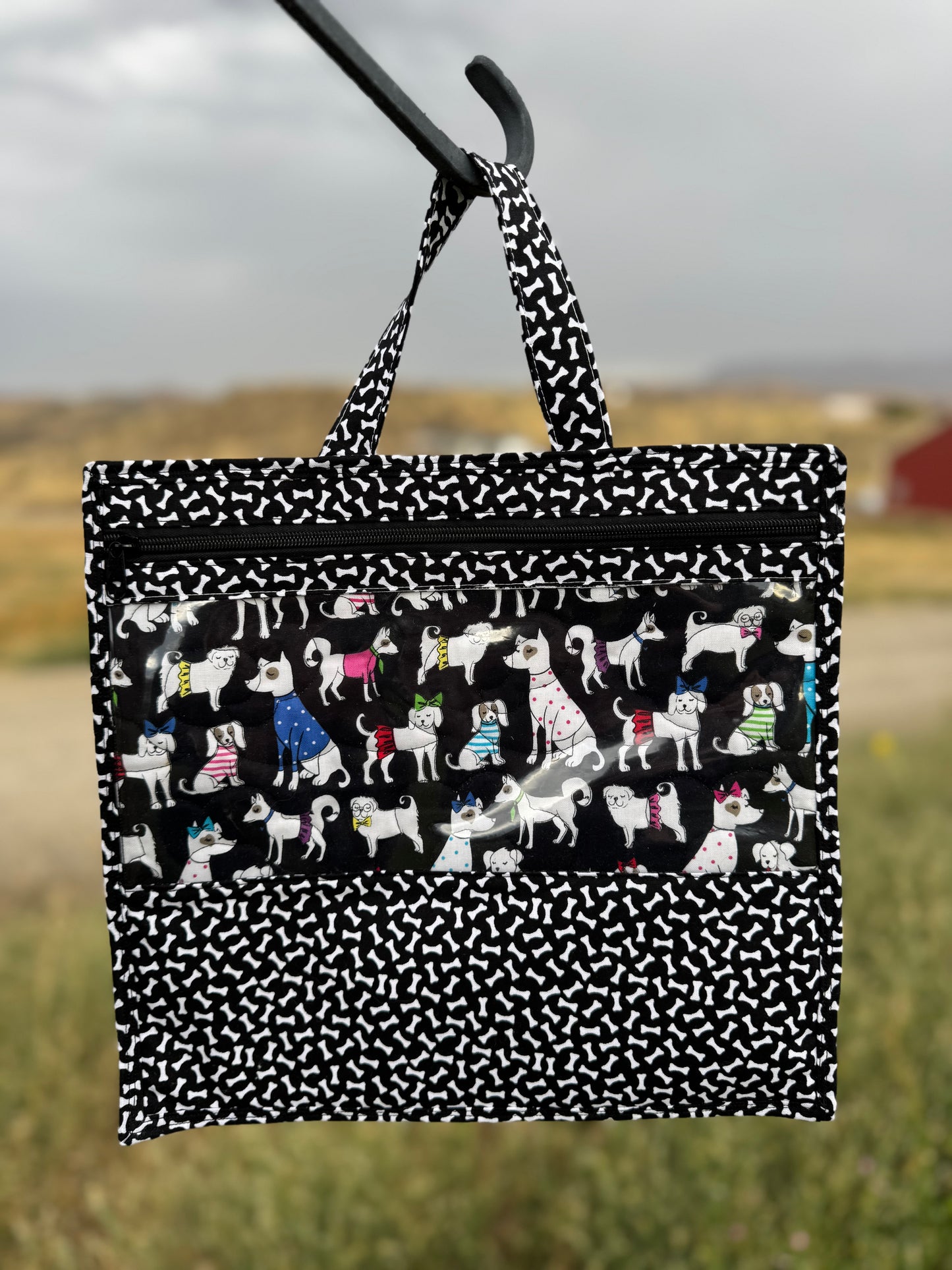 Multi-use Project Bag with Vinyl Front - Give a Dog a Bone