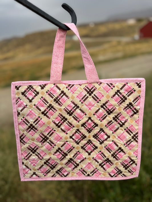 Multi-use Project Bag with Vinyl Front - Pink Madras