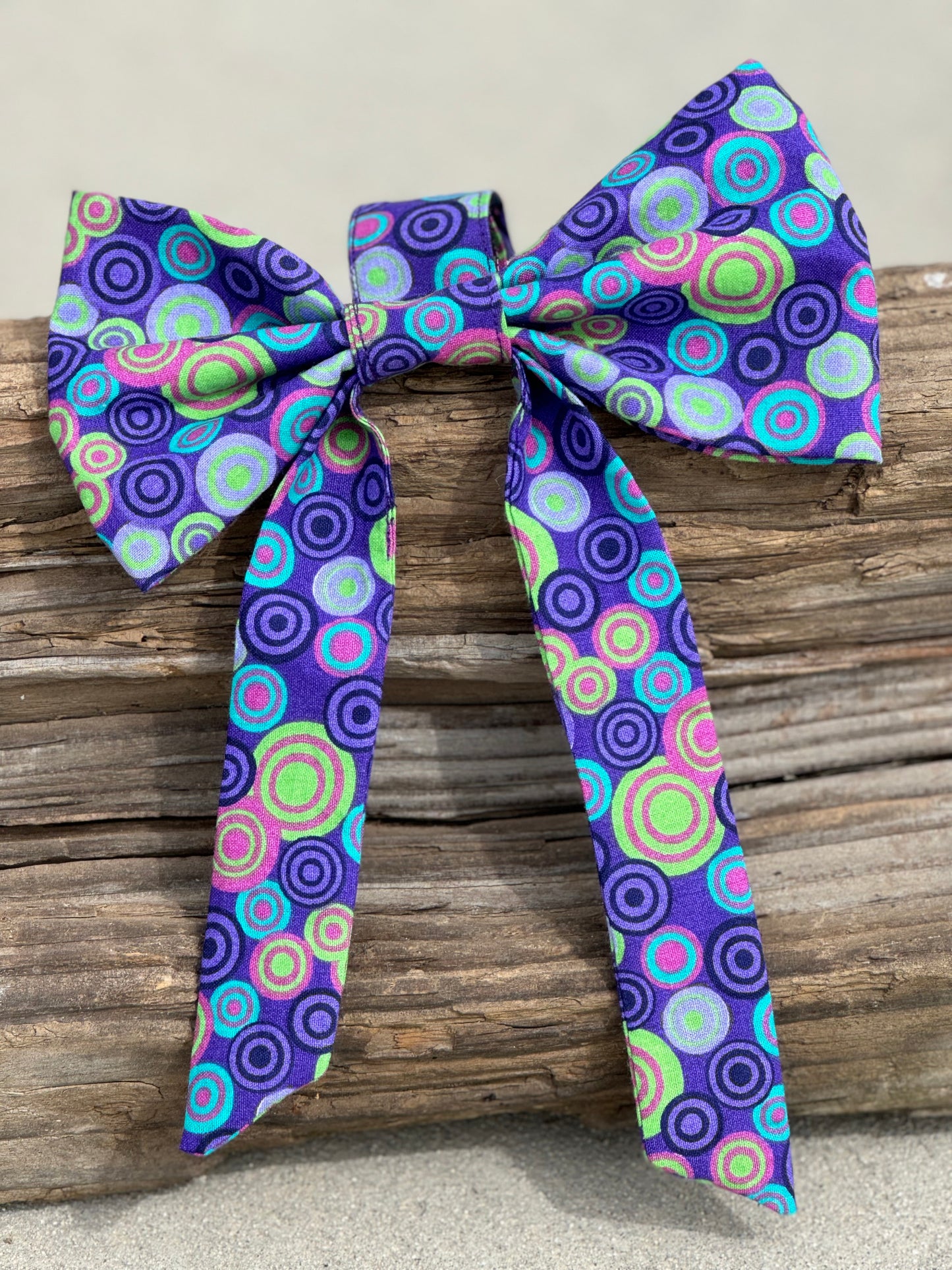 Purple Circles Dog Bow